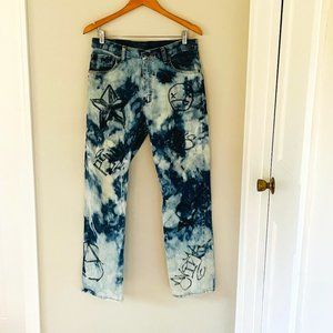 Wrangler bleached Graffiti Jeans Size 32 X 32 regular fit drippy streatwear